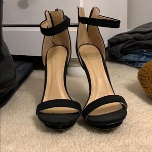 Platform ankle strap heel